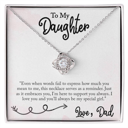 To My Daughter - Support You Always - Love Knot Necklace