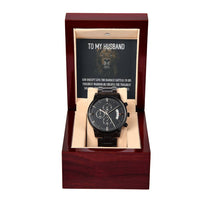 Black Chronograph Watch For Husband + MC (NO ENGRAVING)